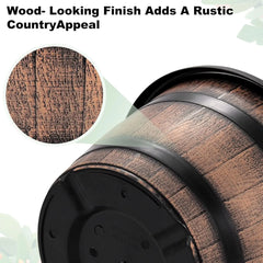 3 Pack 16 inch Plant Pots,Whiskey Barrel Planters with Drainage Holes & Saucer Flower Pots Imitation Wine Barrel Design