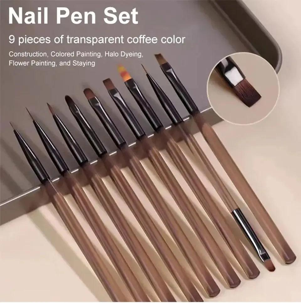 9PCS UV Gel Nail Brush Liner DIY Painting Pen Manicure Acrylic Drawing Brush for Nail Art Design Nails Tip Display Painting Tool - Jess Deals