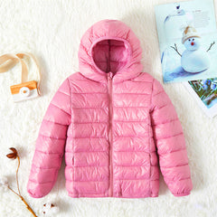 Kid Boy/Kid Girl Lightweight Zipper Solid Hooded Coat