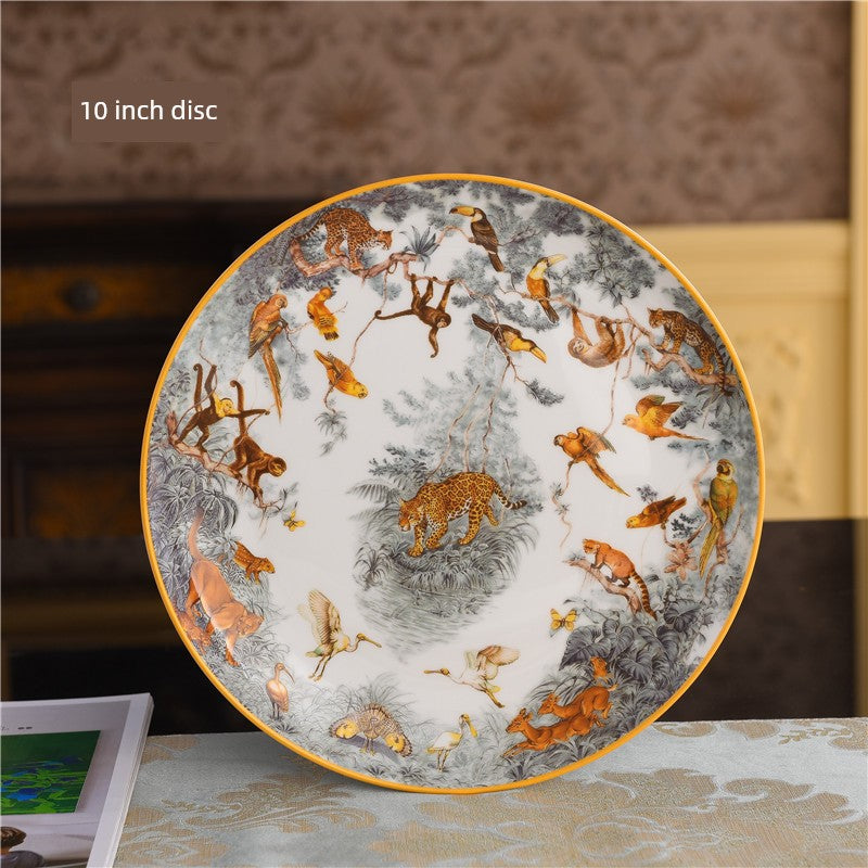 Continental Cuisine Tableware Steak Plate Equatorial Jungle Moving Ceramic Western Plate Coffee Set Model Room Club