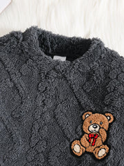 Spring and autumn girls fashion 2 sets dark grey knitted round neck long sleeve + knitted straight pants