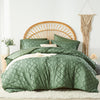 Tufted Boho Comforter Set - Farmhouse Shabby Chic Embroidery Bed Set, Soft Jacquard Comforter, Queen, King