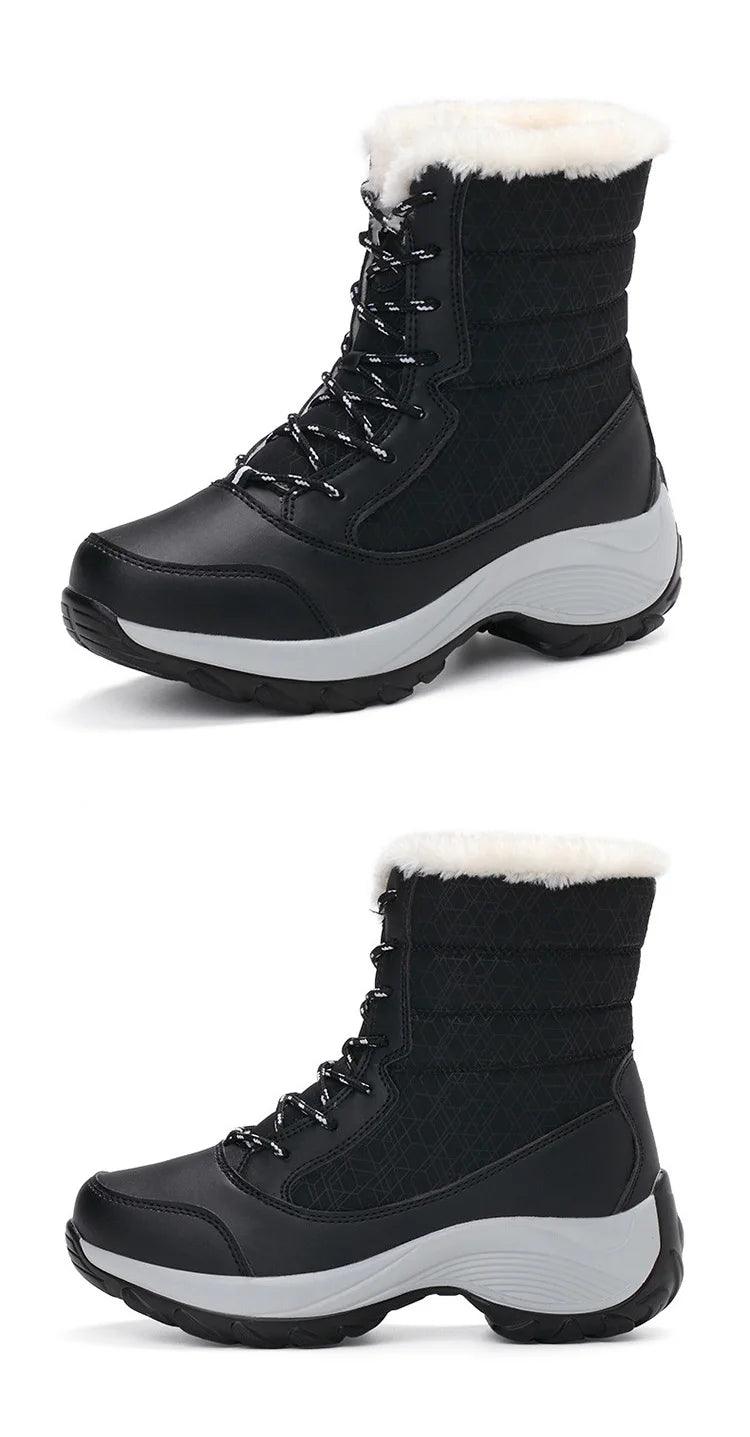 Women's Boots Snow Soft Shoes Women Platform Ladies Shoes Fashion Mid High Boots Plus Size Winter Girls Boots Botas Mujer - Jess Deals
