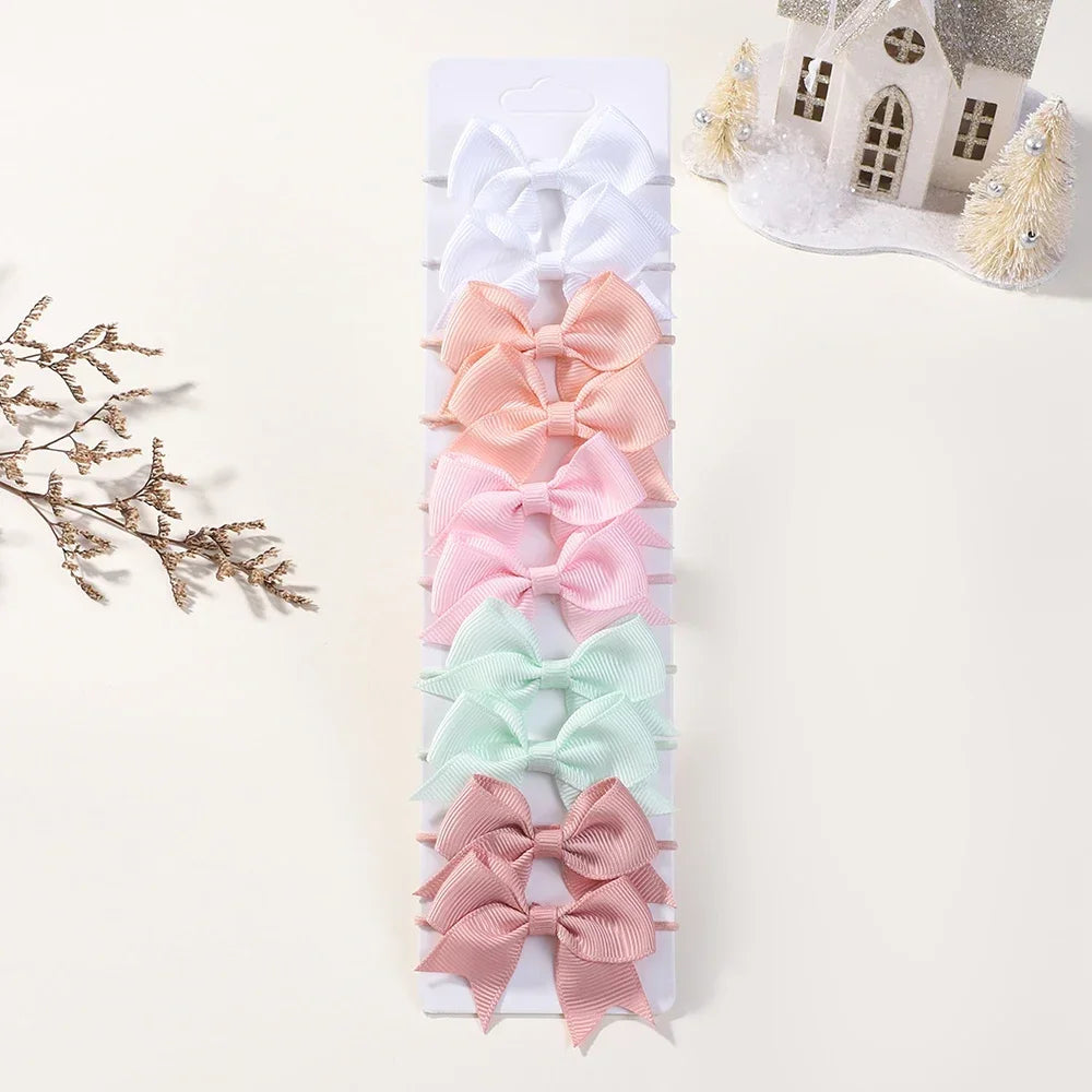 10Pcs Bows Elastic Hair rubber band Hair Ties Ribbon Pigtail Grosgrain Hair accessories girl Baby Gift bands for children