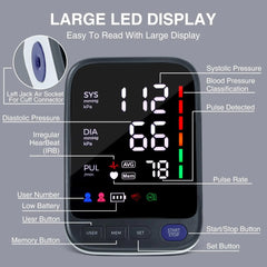 Blood Pressure Machine, Automatic Digital Upper Arm Blood Pressure Monitor with Adjustable Large Cuff