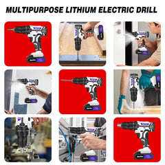 21V Portable Cordless Power Drill Set Impact Screw Driver with 1500mAh Li-Ion Rechargeable Battery 25+1 Torque Setting 45N.m - Jess Deals