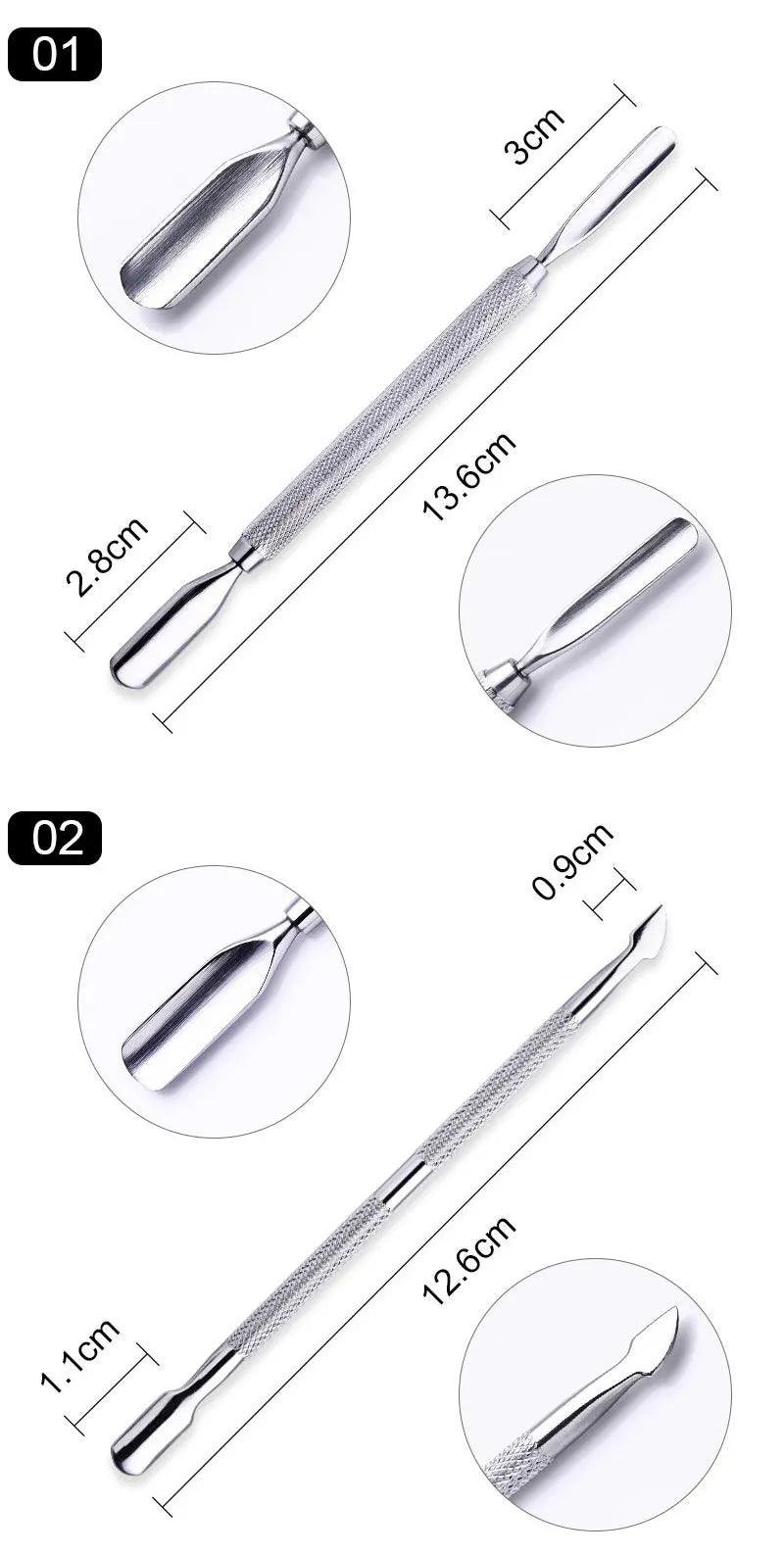 1pcs Double-ended Stainless Steel Cuticle Pusher Dead Skin Push Remover For Pedicure Manicure Nail Art Cleaner Care Tool - Jess Deals