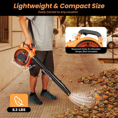 Handheld Gas Blower 2-Stroke Gas Powered Leaf Blower 750W 25.4cc Gasoline Grass Sweeper for Lawn Care Snow Blowing Yard Clean