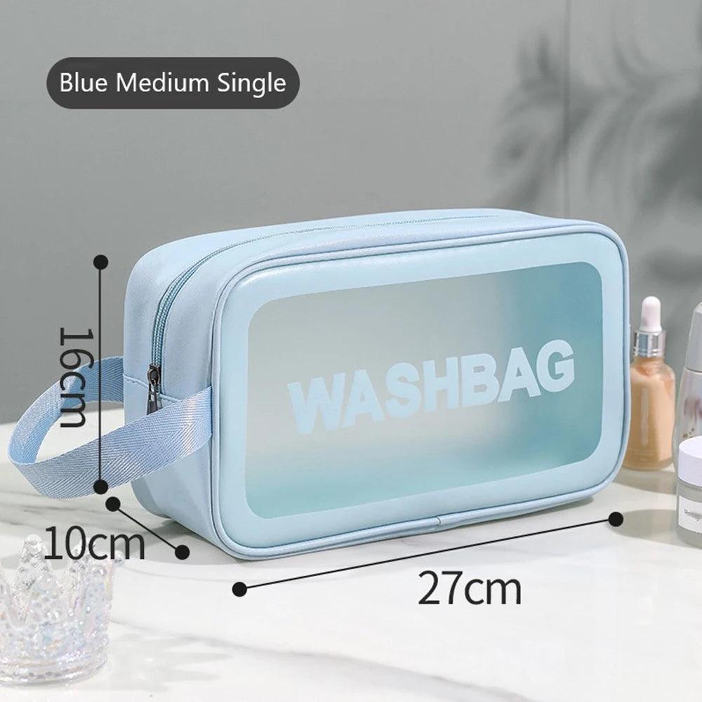 Large Capacity Waterproof Transparent Travel Cosmetic Bag - Portable and Organized Storage for Makeup and Toiletries
