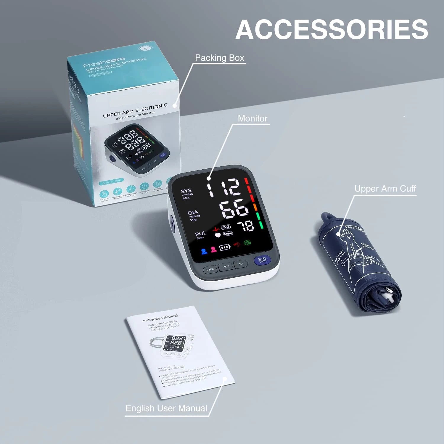Blood Pressure Machine, Automatic Digital Upper Arm Blood Pressure Monitor with Adjustable Large Cuff