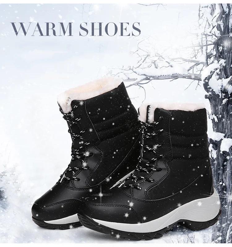 Women's Boots Snow Soft Shoes Women Platform Ladies Shoes Fashion Mid High Boots Plus Size Winter Girls Boots Botas Mujer - Jess Deals