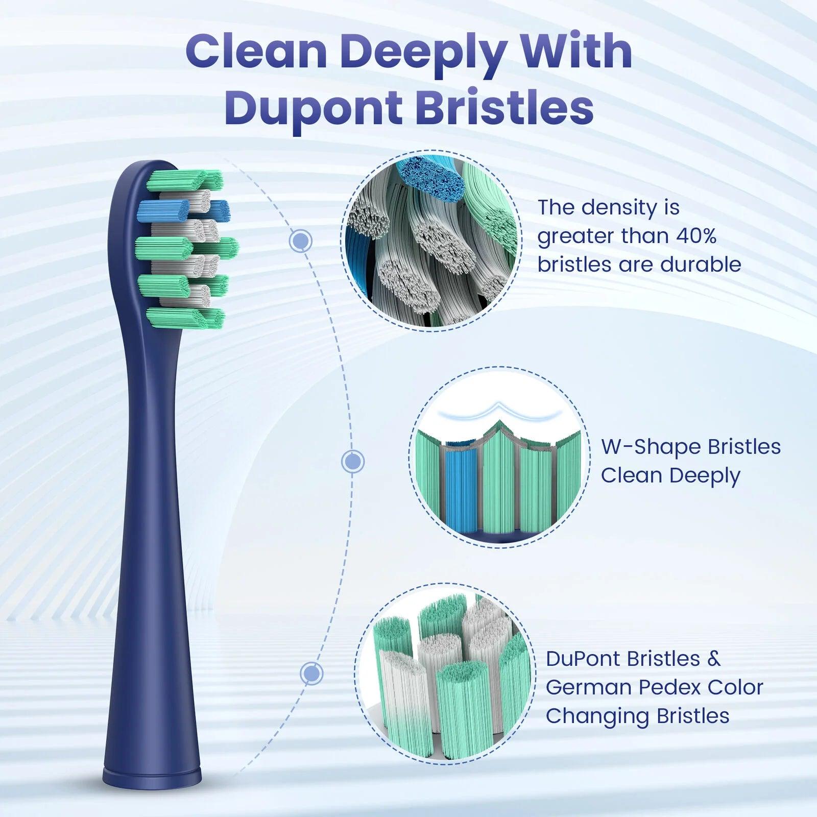 Sejoy Sonic Electric Toothbrush for Adults Rechargeable 5 Cleaning Modes Ultra Sonic Toothbrush with 12 Brush Heads Smart Timer - Jess Deals