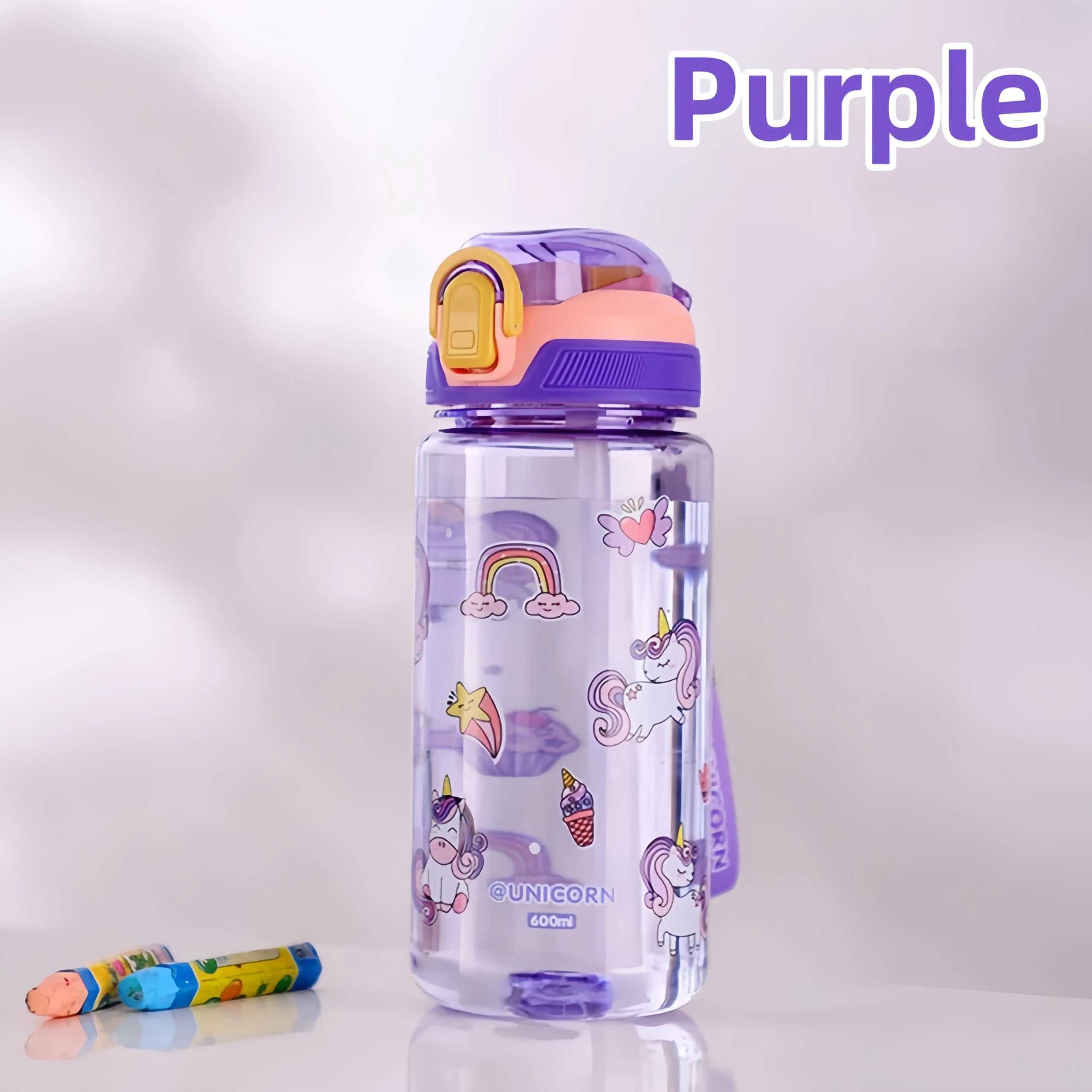 600ml Dinosaur Water Bottle For Kids Water Sippy Cup With Silicone Straw Leakproof Plastic Water Bottles Summer Kids Water Cup