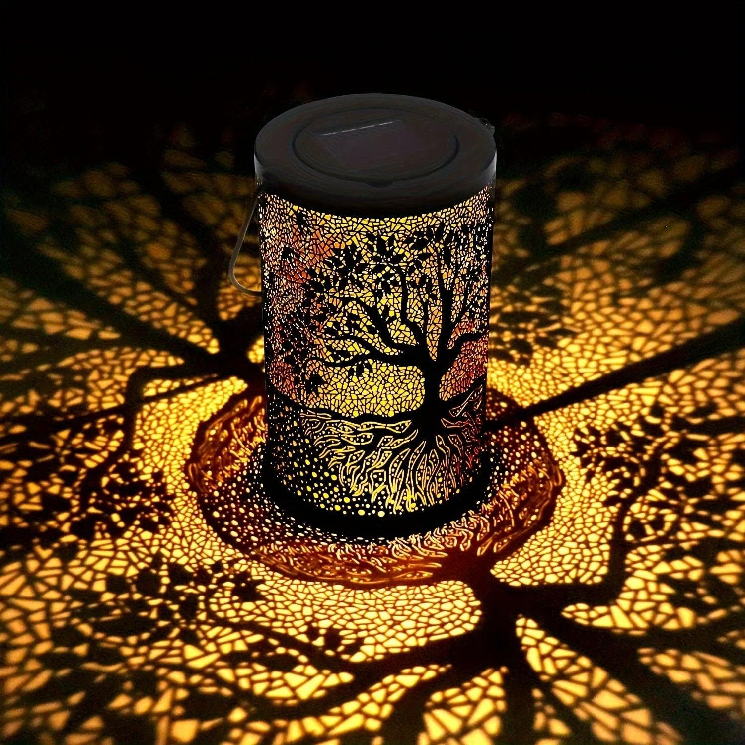 1pc Hanging Solar Lantern, Outdoor Waterproof Vintage Metal LED Big Tree Decorative Lights, Garden Yard Lawn Lights - Jess Deals