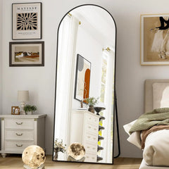64"x21" Full Length Mirror Arched Full Mirror Free Standing Leaning Mirror Wall-Mounted Mirror Aluminum Frame Modern Mirrors