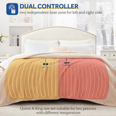 SEALY Electric Blanket Queen Size,Flannel&Sherpa Heated Blanket with 10 Heat Setting&1-12Hour Auto Shut Off,Fast Heating Blanket