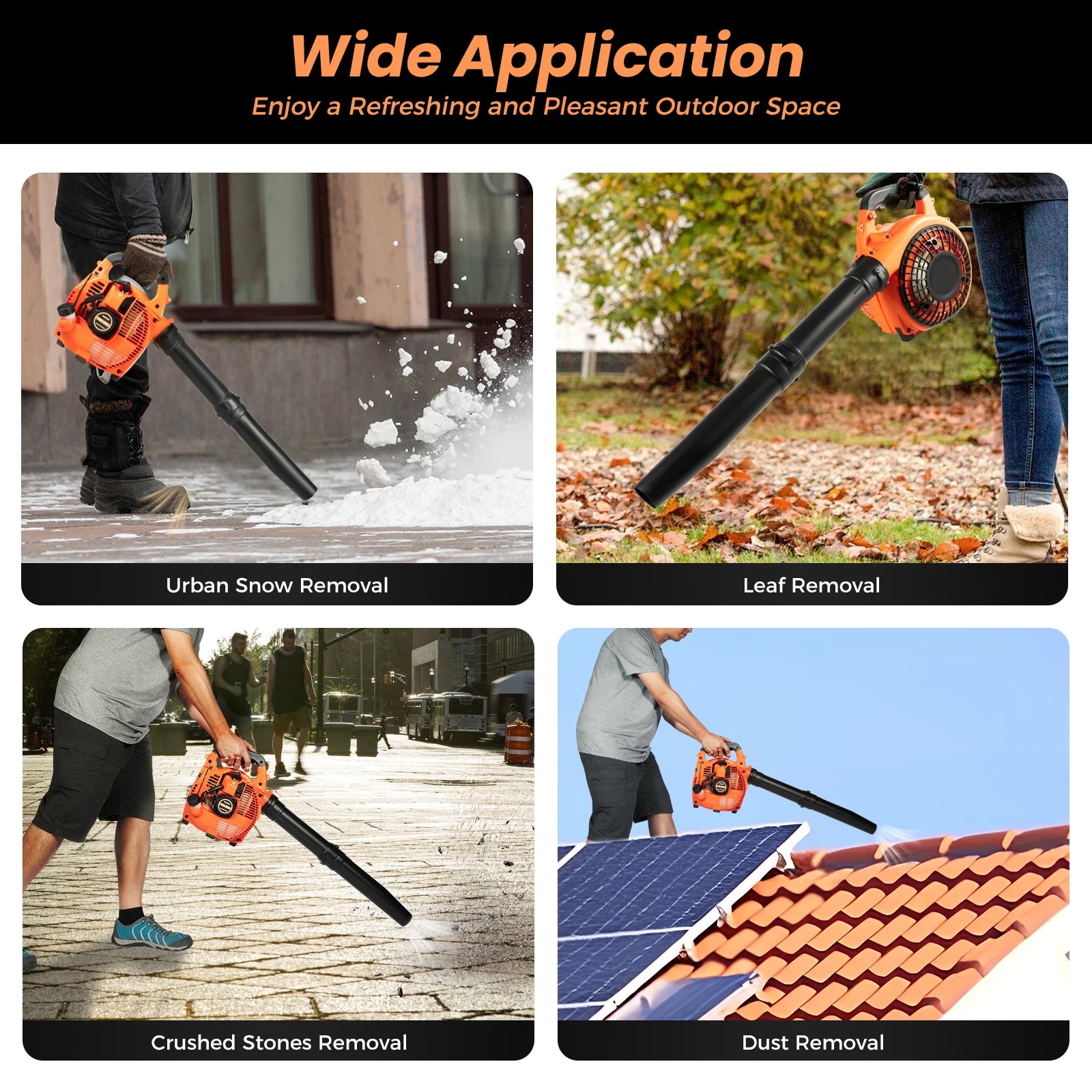 Handheld Gas Blower 2-Stroke Gas Powered Leaf Blower 750W 25.4cc Gasoline Grass Sweeper for Lawn Care Snow Blowing Yard Clean