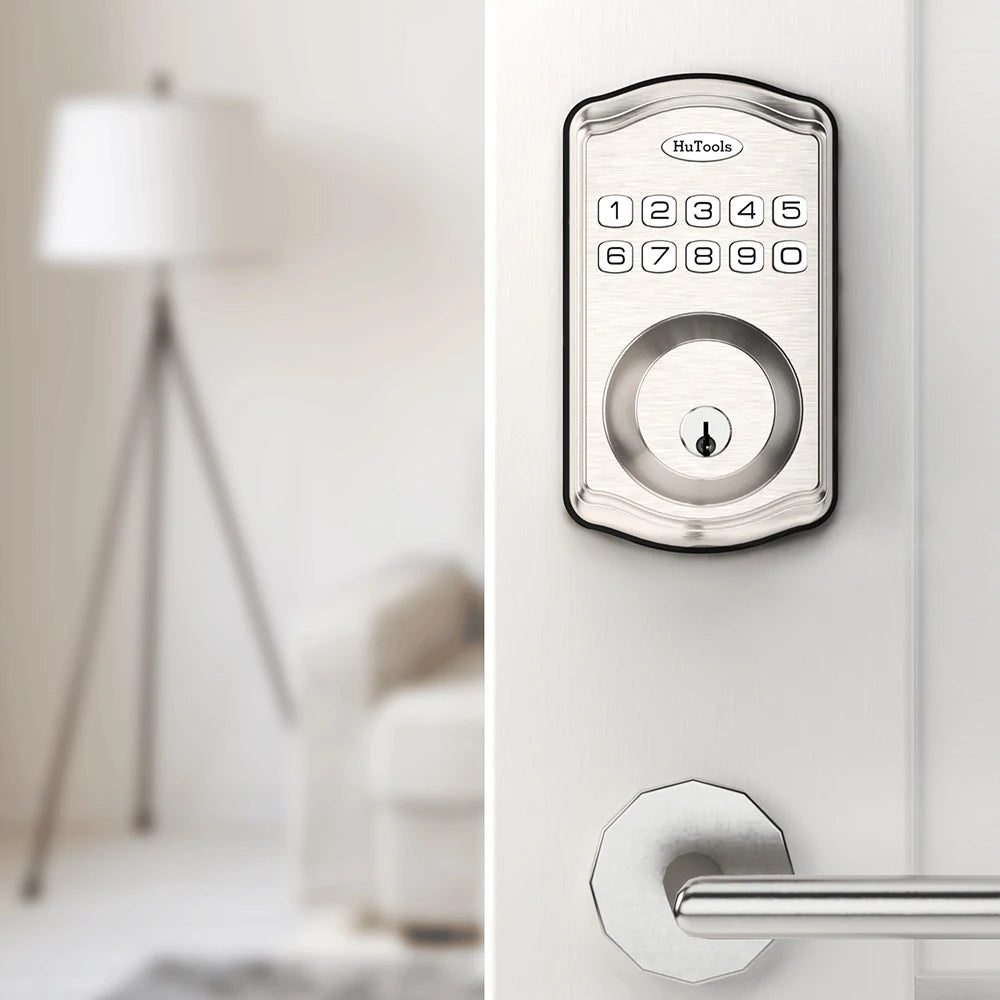 HuTools Keyless Entry Door Lock, Keypad Password Lock Electroplating Rubbing Color Matte Oil, Automatic Lock, Easy To Install