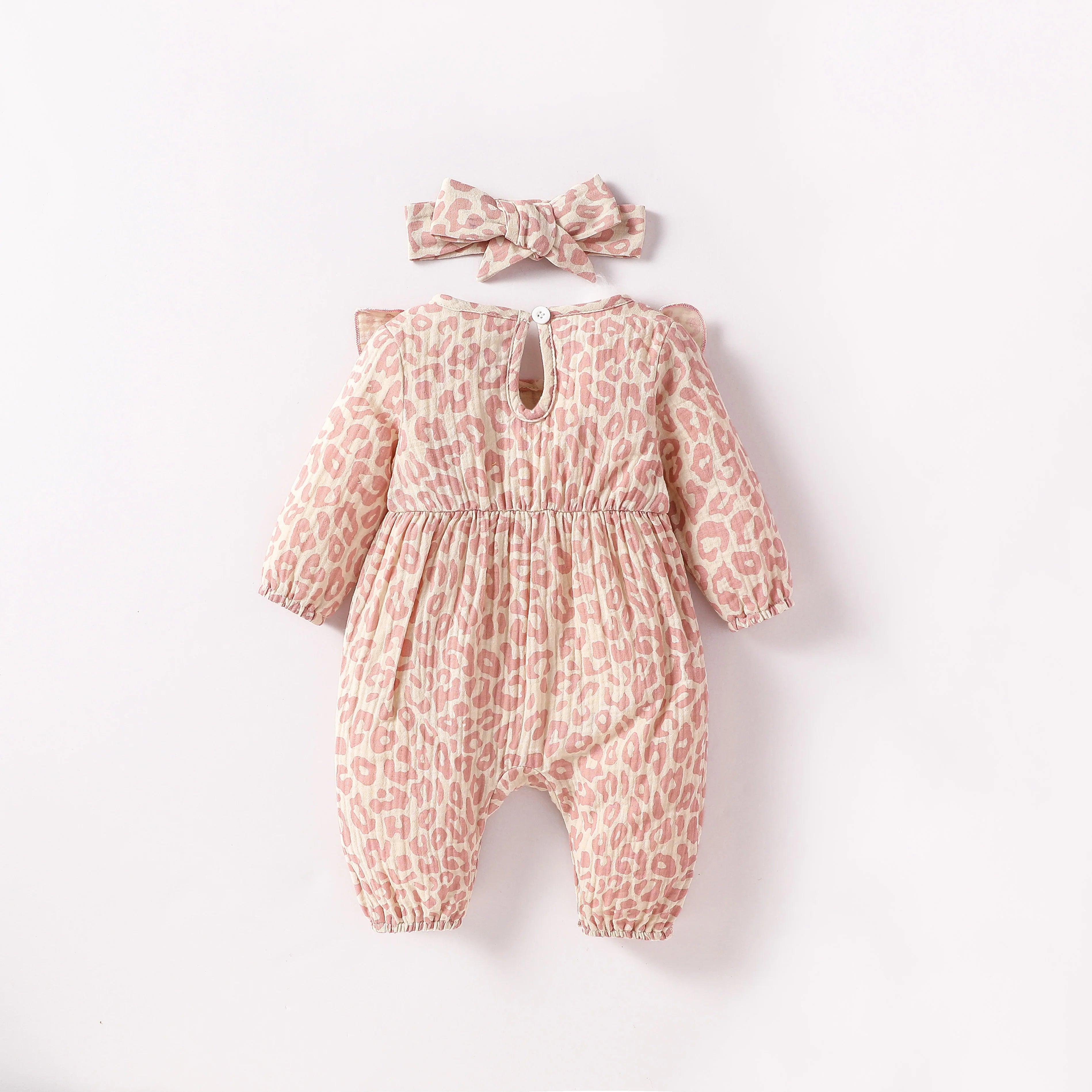 Baby Girls Summer Long Sleeve Printing Love With Bowknot  For Casual Daily Cotton Jumpsuit