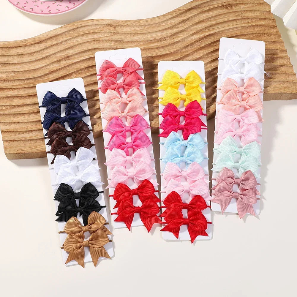 10Pcs Bows Elastic Hair rubber band Hair Ties Ribbon Pigtail Grosgrain Hair accessories girl Baby Gift bands for children