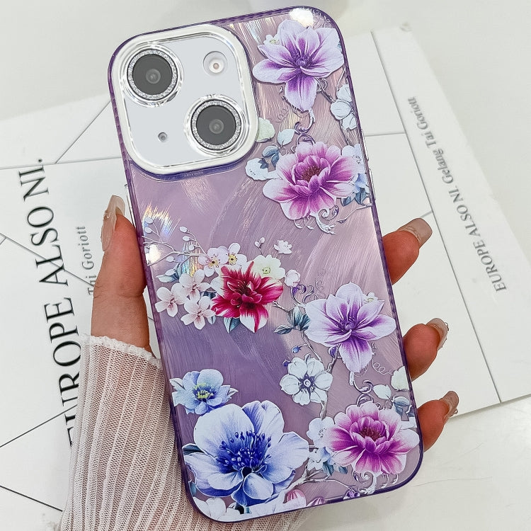 Electroplating Flowers Plants Texture TPU Phone Case, For iPhone 13