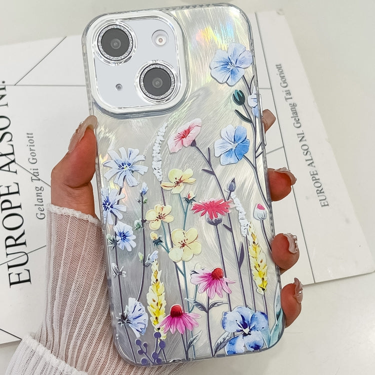 Electroplating Flowers Plants Texture TPU Phone Case, For iPhone 13