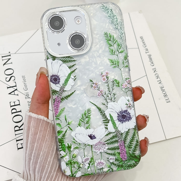 Electroplating Flowers Plants Texture TPU Phone Case, For iPhone 13
