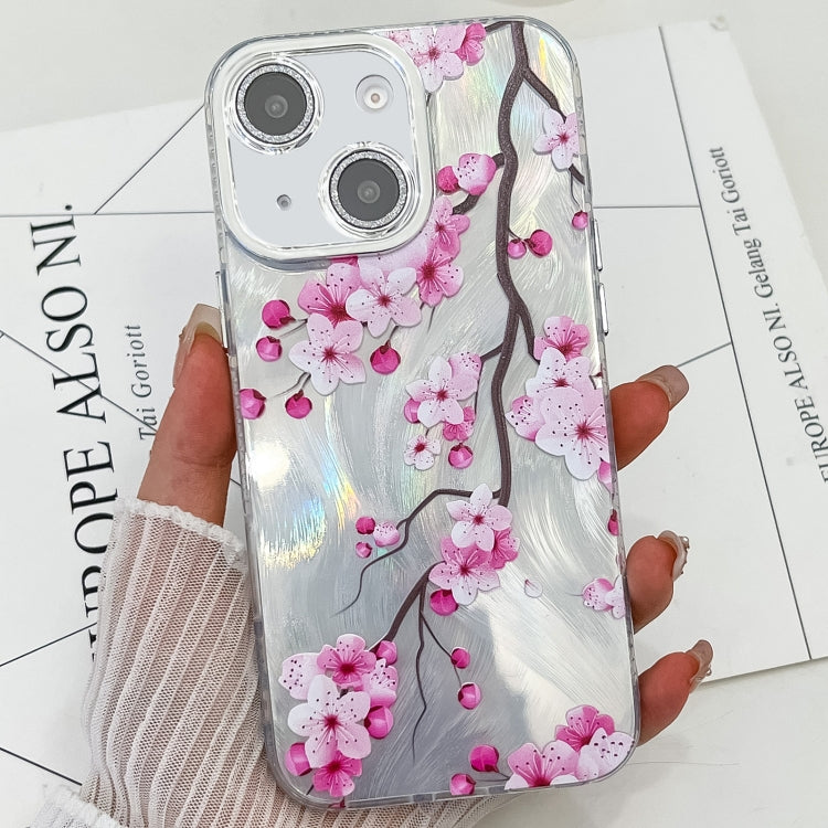 Electroplating Flowers Plants Texture TPU Phone Case, For iPhone 13