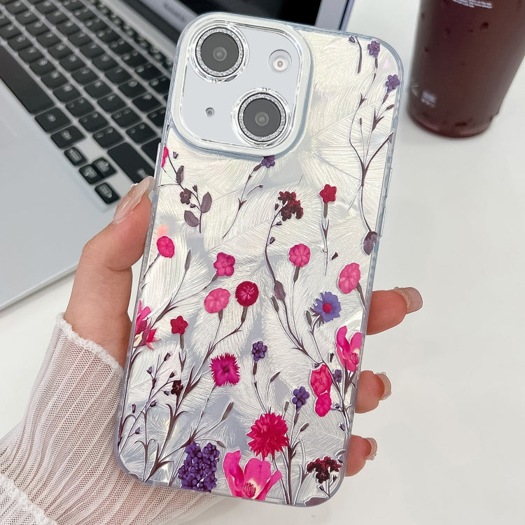 Electroplating Flowers Plants Texture TPU Phone Case, For iPhone 13