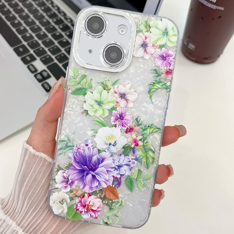 Electroplating Flowers Plants Texture TPU Phone Case, For iPhone 13