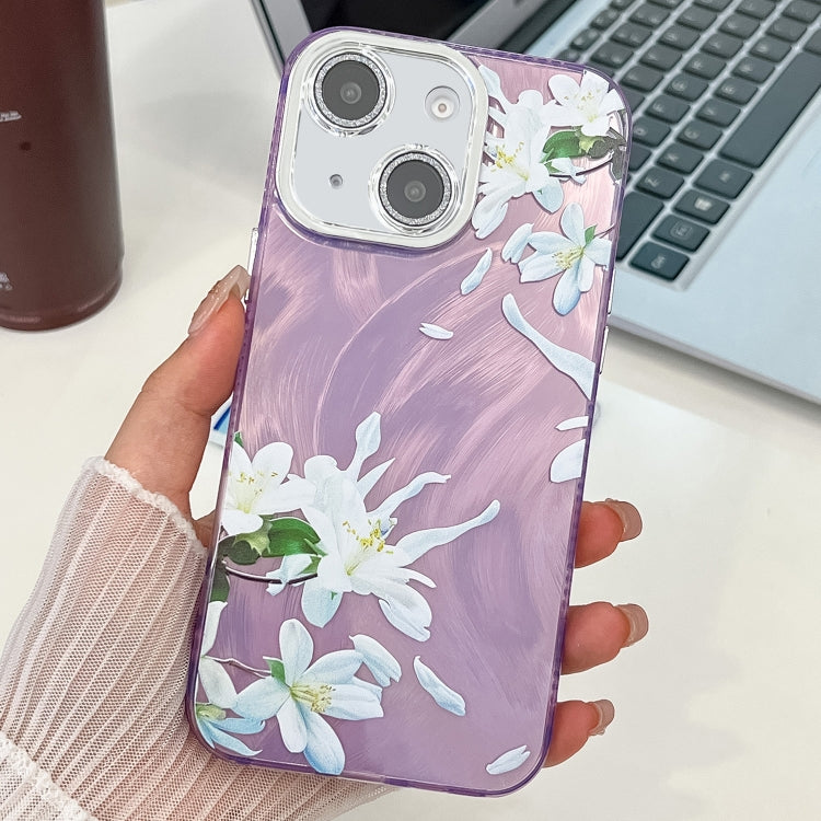 Electroplating Flowers Plants Texture TPU Phone Case, For iPhone 13