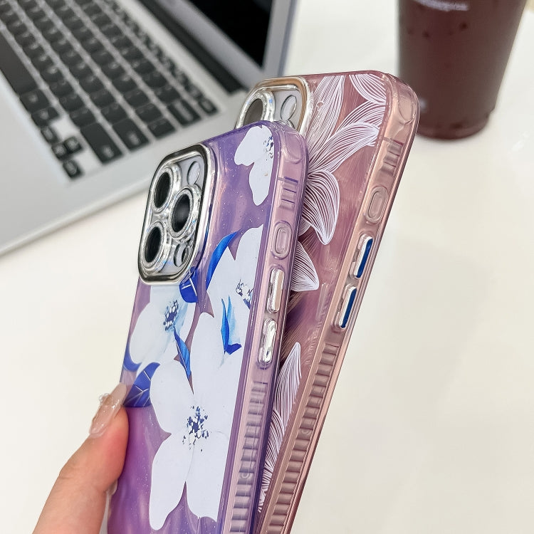 Electroplating Flowers Plants Texture TPU Phone Case, For iPhone 14 Pro