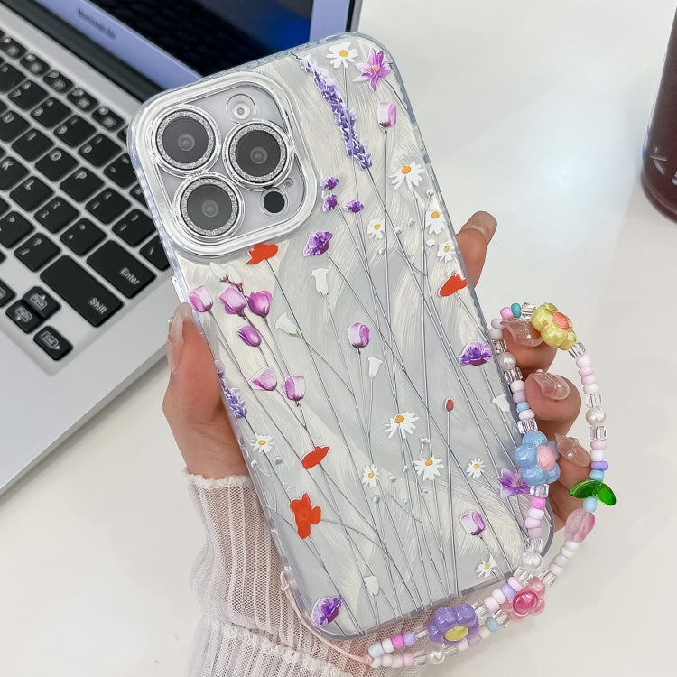 Electroplating Flower Texture Wristband TPU Phone Case, For iPhone 16e, For iPhone 16 Pro Max, For iPhone 16 Pro, For iPhone 16 Plus - Jess Deals