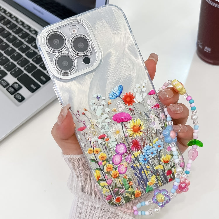 Electroplating Flower Texture Wristband TPU Phone Case, For iPhone 16e, For iPhone 16 Pro Max, For iPhone 16 Pro, For iPhone 16 Plus - Jess Deals
