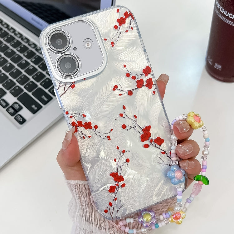 Electroplating Flower Texture Wristband TPU Phone Case, For iPhone 16, For iPhone 15 Pro Max, For iPhone 15 Pro, For iPhone 15 - Jess Deals