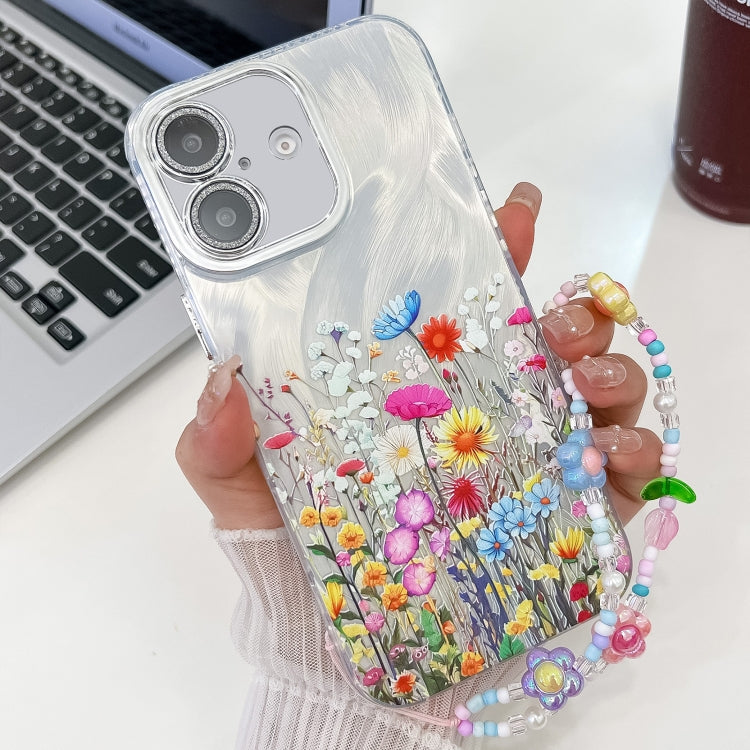 Electroplating Flower Texture Wristband TPU Phone Case, For iPhone 16, For iPhone 15 Pro Max, For iPhone 15 Pro, For iPhone 15 - Jess Deals