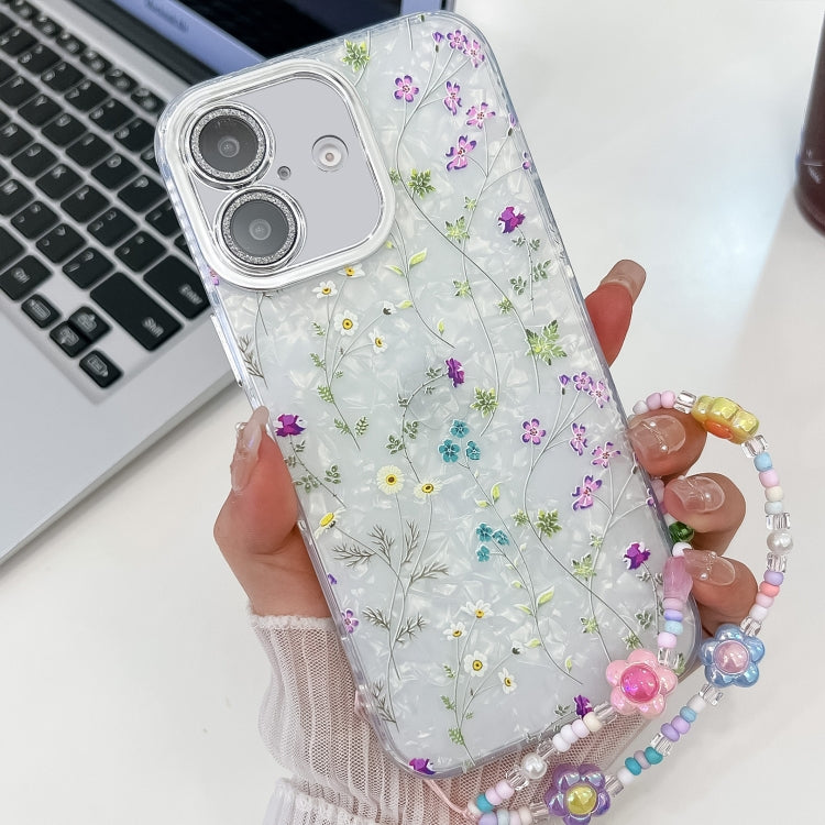 Electroplating Flower Texture Wristband TPU Phone Case, For iPhone 16, For iPhone 15 Pro Max, For iPhone 15 Pro, For iPhone 15 - Jess Deals