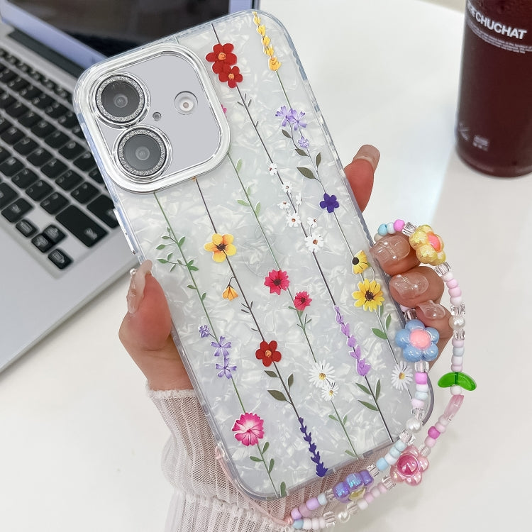 Electroplating Flower Texture Wristband TPU Phone Case, For iPhone 16, For iPhone 15 Pro Max, For iPhone 15 Pro, For iPhone 15 - Jess Deals