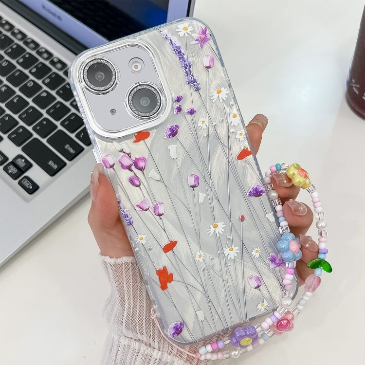 Electroplating Flower Texture Wristband TPU Phone Case, For iPhone 16, For iPhone 15 Pro Max, For iPhone 15 Pro, For iPhone 15 - Jess Deals