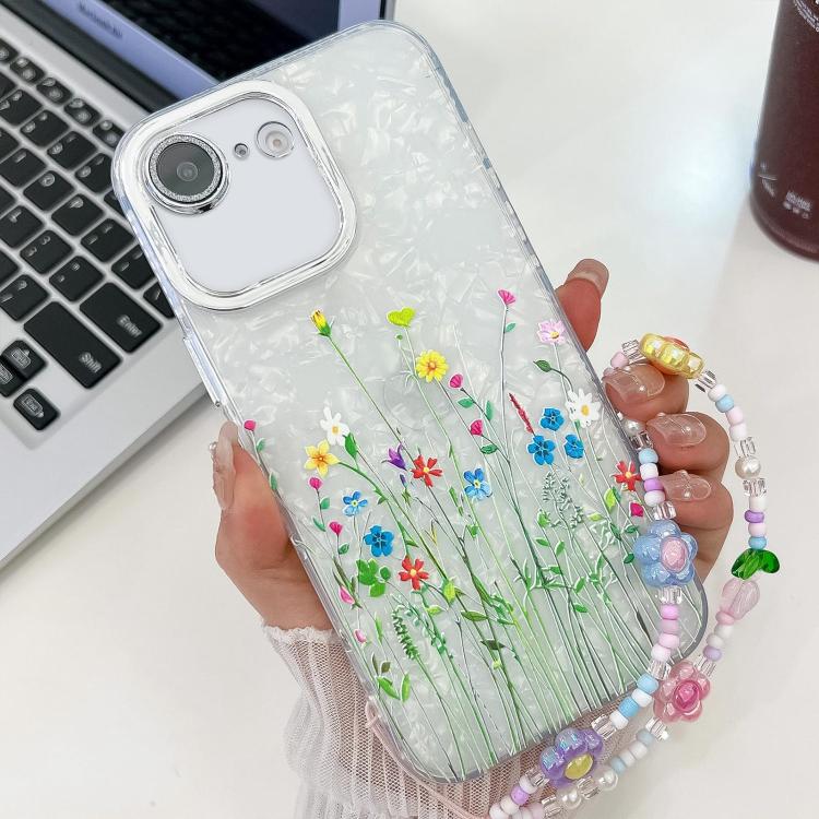 Electroplating Flower Texture Wristband TPU Phone Case, For iPhone 16e, For iPhone 16 Pro Max, For iPhone 16 Pro, For iPhone 16 Plus - Jess Deals