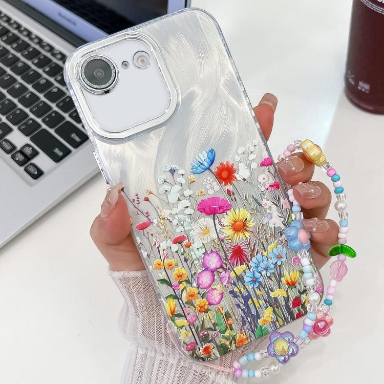 Electroplating Flower Texture Wristband TPU Phone Case, For iPhone 16e, For iPhone 16 Pro Max, For iPhone 16 Pro, For iPhone 16 Plus - Jess Deals