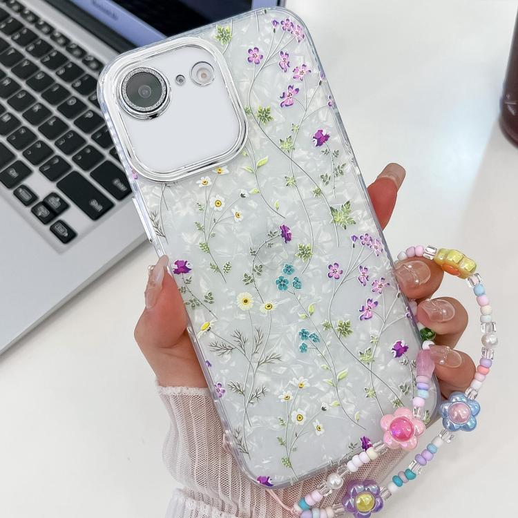 Electroplating Flower Texture Wristband TPU Phone Case, For iPhone 16e, For iPhone 16 Pro Max, For iPhone 16 Pro, For iPhone 16 Plus - Jess Deals
