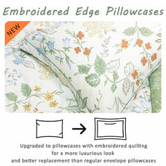 Lightweight 3-piece Quilts Bedding Sets Red Blue Floral Prints Double Sided Quilt Cover Set