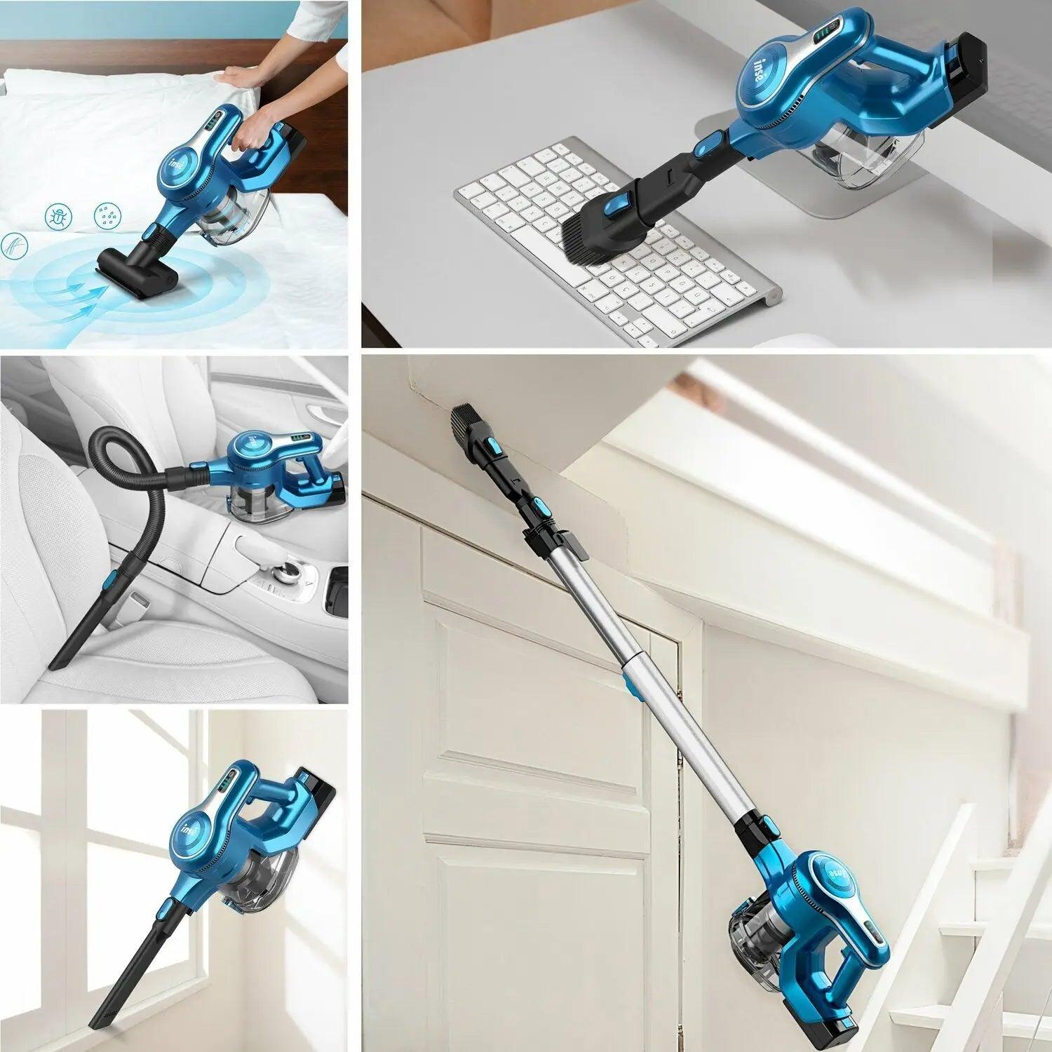 INSE S6P PRO Cordless Vacuum Cleaner 23Kpa 265W Brushless Motor Stick Vacuum, 40 Mins Runtime 2Sets 2500mAh Rechargeable Battery - Jess Deals