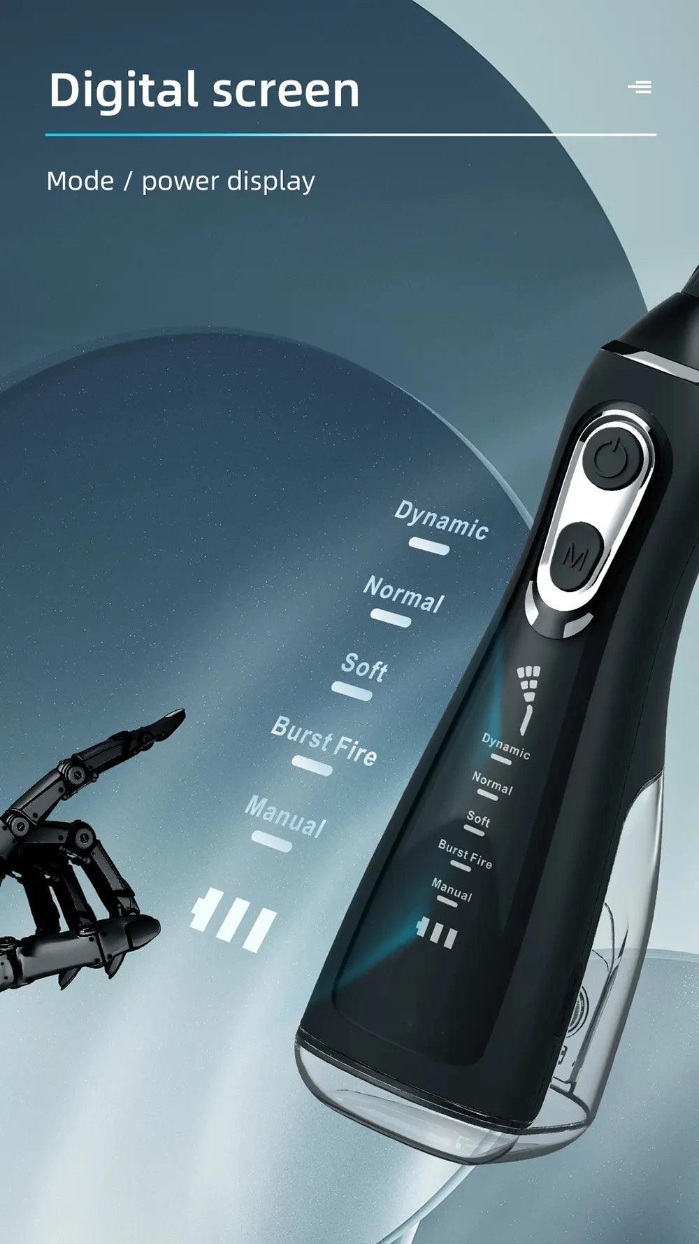 Oral Irrigator Portable Water Flosser Dental Pick 5 Modes 360° Rotated Jet For Cleaning Teeth Thread Floss Mouth Washing Machine