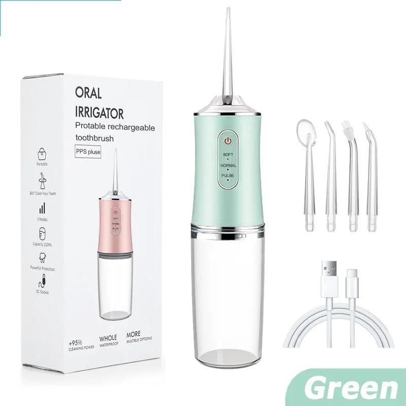 USB Portable Oral Irrigator Water Flosser Dental Water Jet Tools Pick Cleaning Teeth 200ML 4 Nozzles Mouth Oral Cleaning Agents - Jess Deals