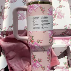 40oz Insulated Stainless Steel Cup with Handle and Straw | Travel Cup Holder | BPA Free
