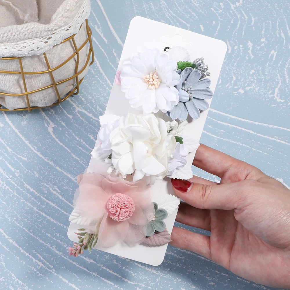 3Pcs/Set  Artificial Flower Hair Clips Girls Hair Clips Cute Flowers Hairpin Hair Decoration Kids Headwear Hair Accessories Gift