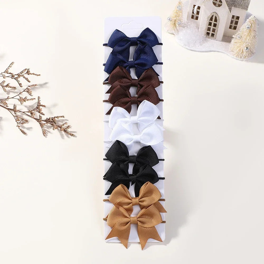 10Pcs Bows Elastic Hair rubber band Hair Ties Ribbon Pigtail Grosgrain Hair accessories girl Baby Gift bands for children