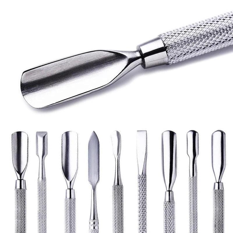 1pcs Double-ended Stainless Steel Cuticle Pusher Dead Skin Push Remover For Pedicure Manicure Nail Art Cleaner Care Tool - Jess Deals